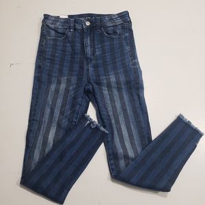 American Eagle Striped High Rise Jegging Crop Jeans - womens juniors Size 2